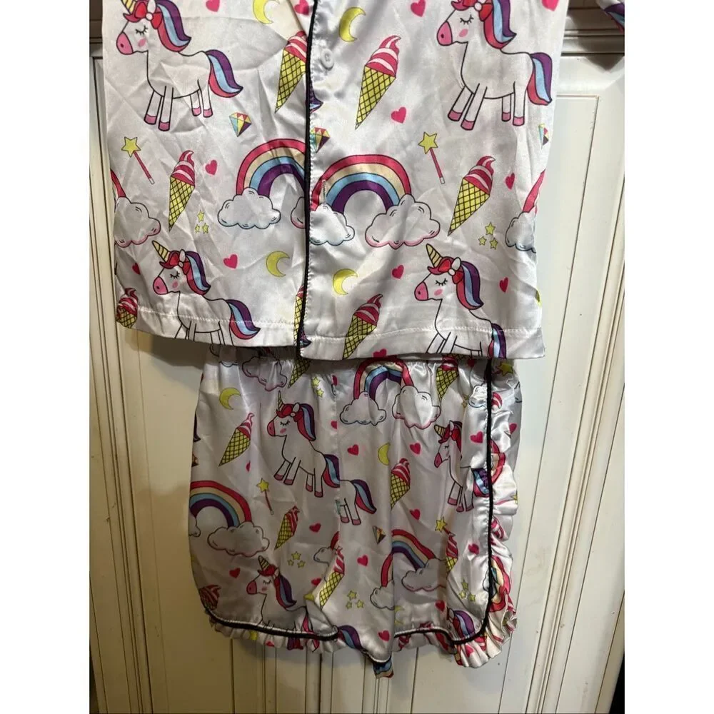 Lola + The Boys Girls Magical Unicorn Top and Shorts Set Multicolor Size 8